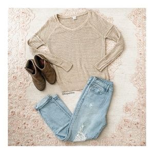 Warm Beige Waffle Knit Sweater Full Tilt M